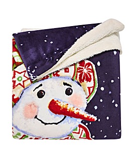 Happy Snowman Sherpa Fleece Throw
