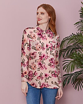 Rose Print Oversized Shirt