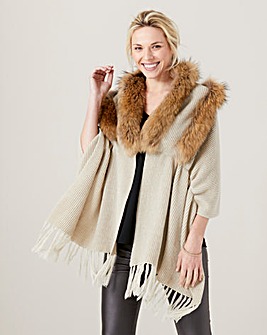 James Lakeland Faux Fur Trim Shawl