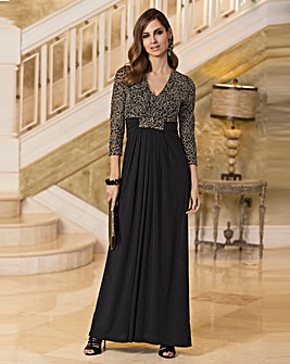 Together Metallic Lace Bodice Maxi Dress