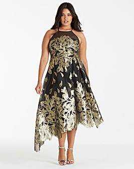 Coast Gold Leaf Jacquard Dress