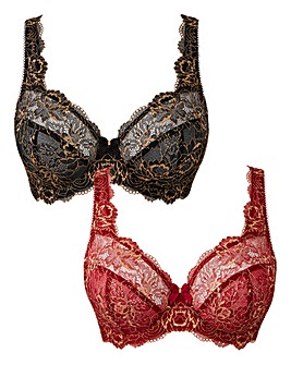 2 Pack Ella Full Cup Black/Red Bras