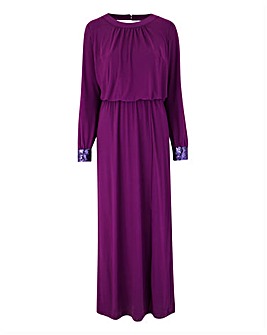 Sequin Detail Drape Maxi Dress