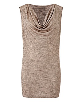 Gold Metallic Cowl Neck Top