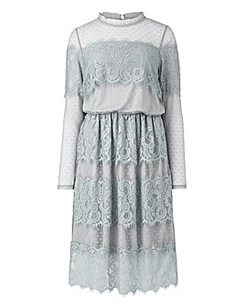 Grey Lace Layered Dress