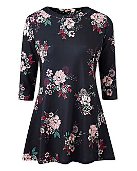 Black Print Soft Touch Long Sleeve Tunic