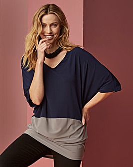 Navy/ Grey Colour Block Tunic