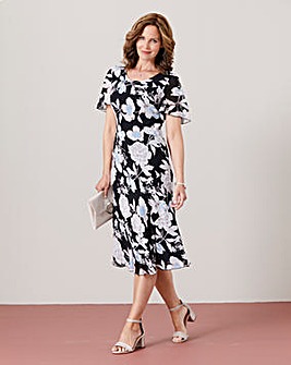 Bias Cut Chiffon Printed Dress L45in