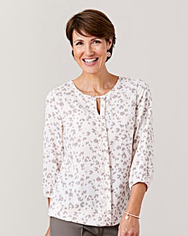 Print Pleat Front Blouse