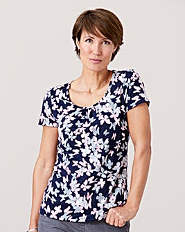 Butterfly Print Jersey Round Neck Top