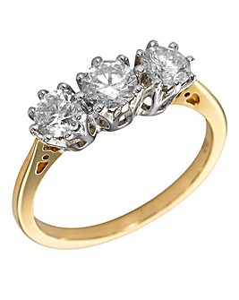 9Ct Yellow Gold 1CtDiamond Trilogy Ring