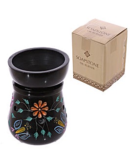 Soapstone Oil Burner Flower & Butterfly