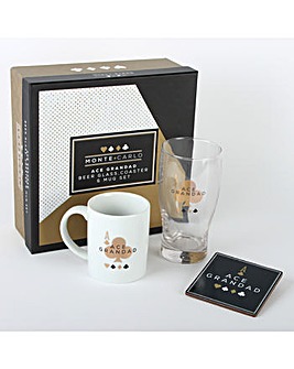 Grandad Mug, Glass and Coaster Gift Set
