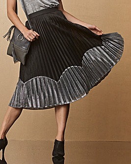 Sunray Pleat Colour Block Midi Skirt