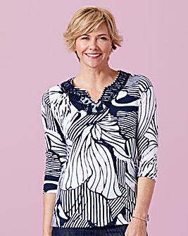 Print Jersey T Shirt with Embellishment