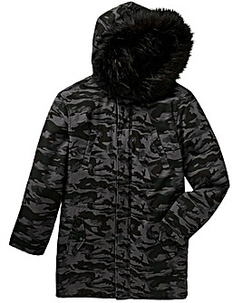 Label J Camo Print Fur Trim Parka R