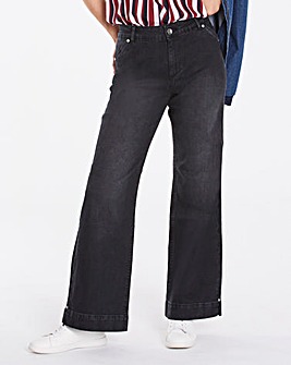 Pixie Wide Leg Jeans Black Short