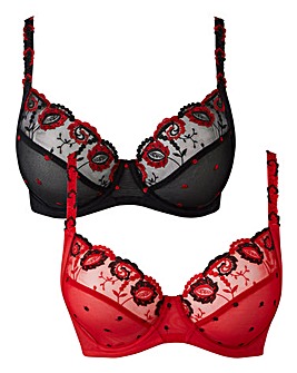 2 Pack Joanna Embroidered Full Cup Bra