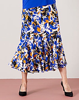 Printed Jersey Skirt with Godets L27in