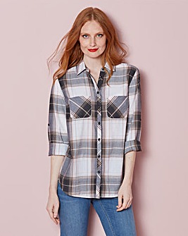 Pink/Grey Shirt With Turn Back Sleeve