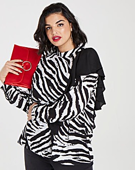 Simply Be Zebra Print Ruffle Blouse