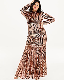 Simply Be by Night Geometric Sequin Maxi