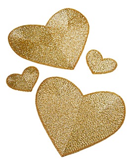 Gold Heart Set of 2 Placemats & 2 Coastr