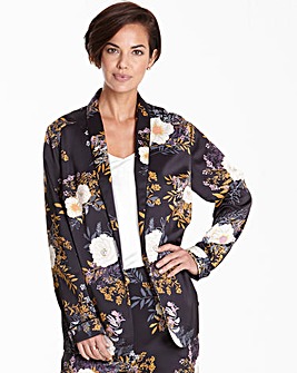 Floral Print Satin Blazer