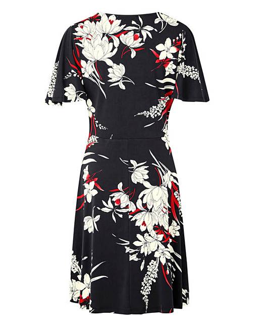 Black/Red Floral Tea Dress | Simply Be