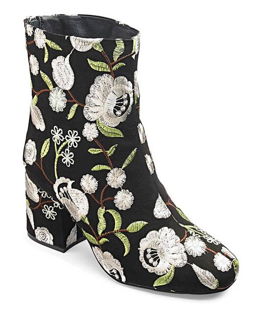 Callie Embroidered Boot EEE | Simply Be