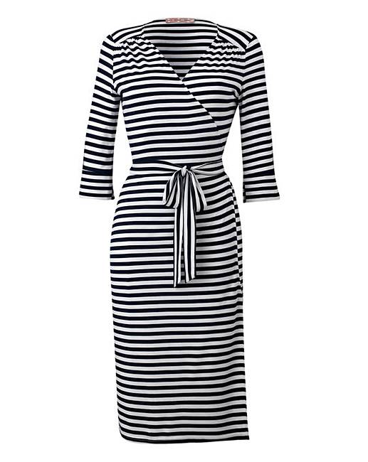 Traffic People Stripe Wrap Jersey Dress | Simply Be