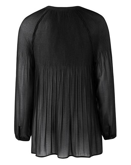 Black Pleat Pussybow Blouse | Simply Be