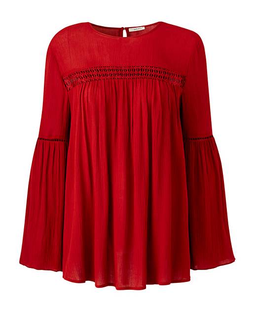 Deep Red Boho Crinkle Blouse | Simply Be