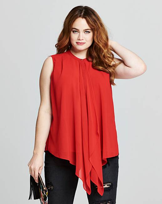 Red Waterfall Front Top | Simply Be