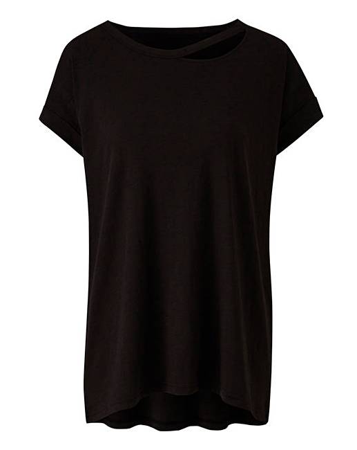 Black Cut Out Neck T-shirt | Simply Be