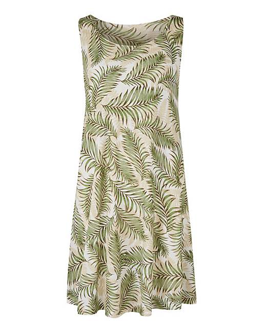 Leaf Print Sleeveless Swing Tunic | Fifty Plus