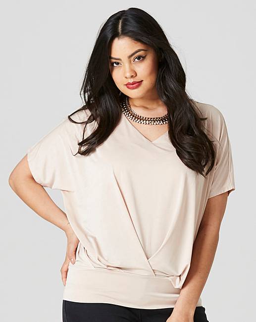 Nude Pleat Front Hem Top | Simply Be
