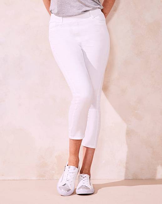White Amber Pull-On Crop Jeggings | Fifty Plus