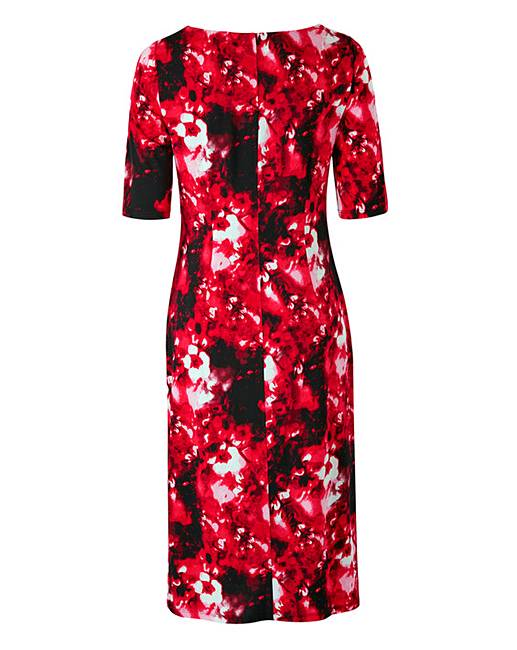 Red Print Side Tuck Dress | Marisota