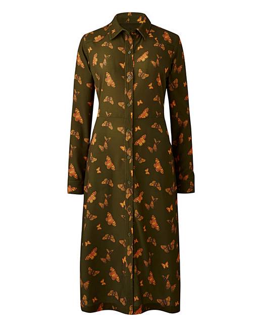 Button Down Sleeve Midi Shirt Dress J D Williams