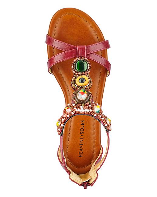 Heavenly Soles Jewelled Sandals E Fit | Simply Be