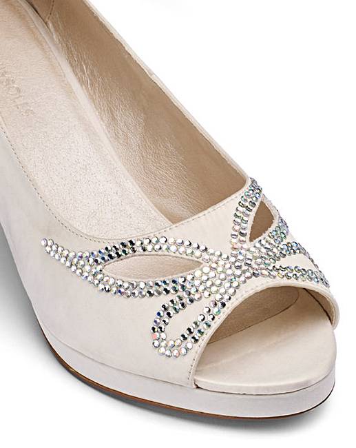satin peep toe flats