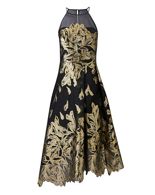 Coast Gold Leaf Jacquard Dress | Simply Be