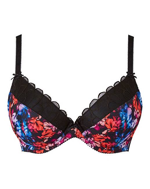 Maxine Dark Floral Print Plunge Bra | Simply Be