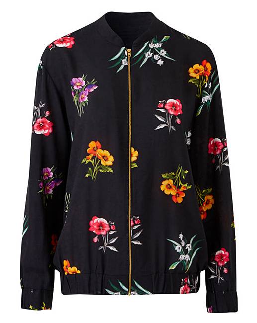 Simply Be Floral Print Bomber Jacket | Simply Be