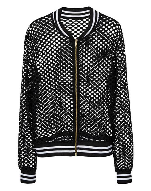 Simply Be Fishnet Bomber Jacket | Fashion World