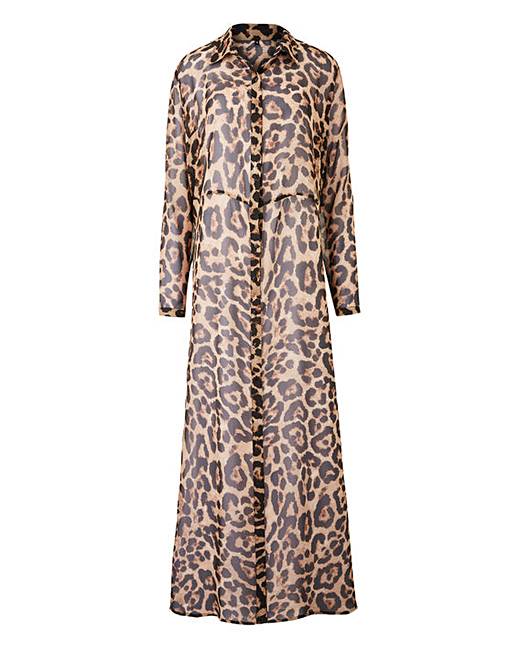 Simply Be Leopard Print Maxi Shirt Dress | Simply Be