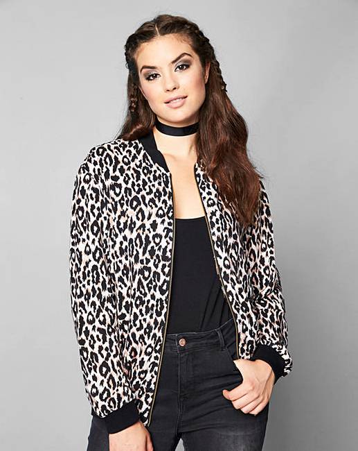 Simply Be Leopard Print Bomber Jacket | Fashion World
