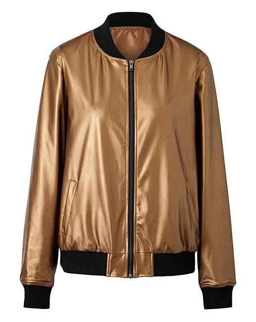Simply Be Metallic Bomber Jacket | Simply Be