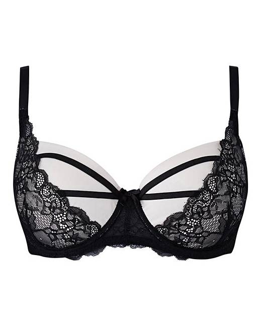 Kara Satin & Lace Padded Balcony Bra | Simply Be